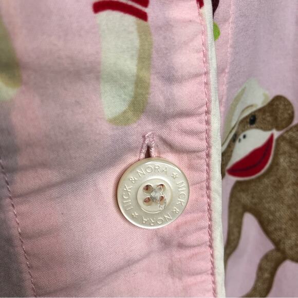 Nick & Nora pink sock monkey leisure time pajama top size 3XL - Picture 8 of 16